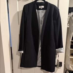 NWT Calvin Klein Long Navy Open-Front Blazer